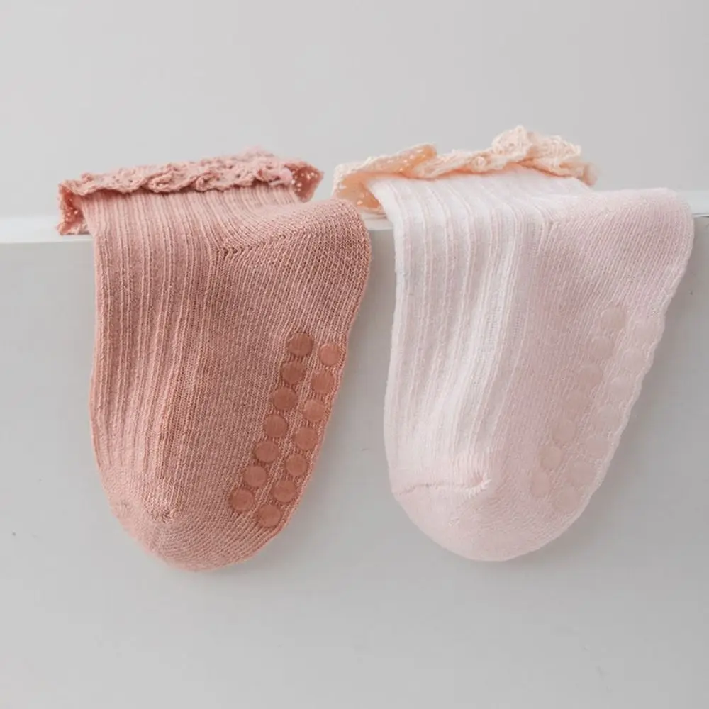 5Pairs الحلو القطن الطفل كشكش الجوارب الدانتيل الوليد الاطفال أنبوب جورب الرضع عدم الانزلاق دارى المشي الجوارب الأولى مشوا