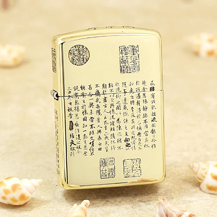 

Genuine Zippo carving Orchid Pavilion oil lighter copper windproof cigarette Kerosene lighters Gift anti-counterfeiting code