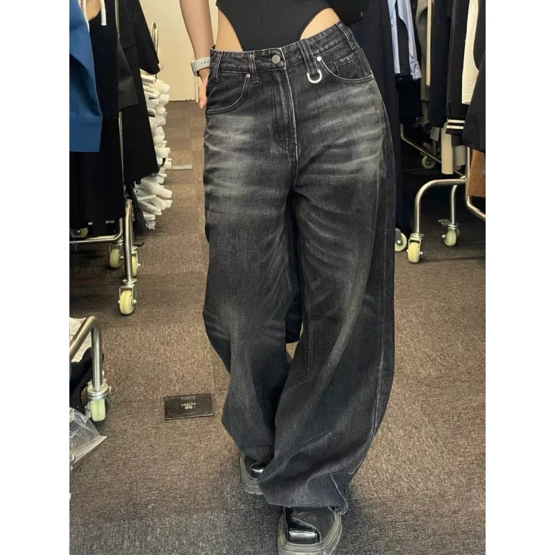 

Deeptown Black Vintage Washed Wide Leg Women's Jeans Y2k Overzised Korean Fashion Denim Pants Baggy Hip Hop Streetwear Gyaru