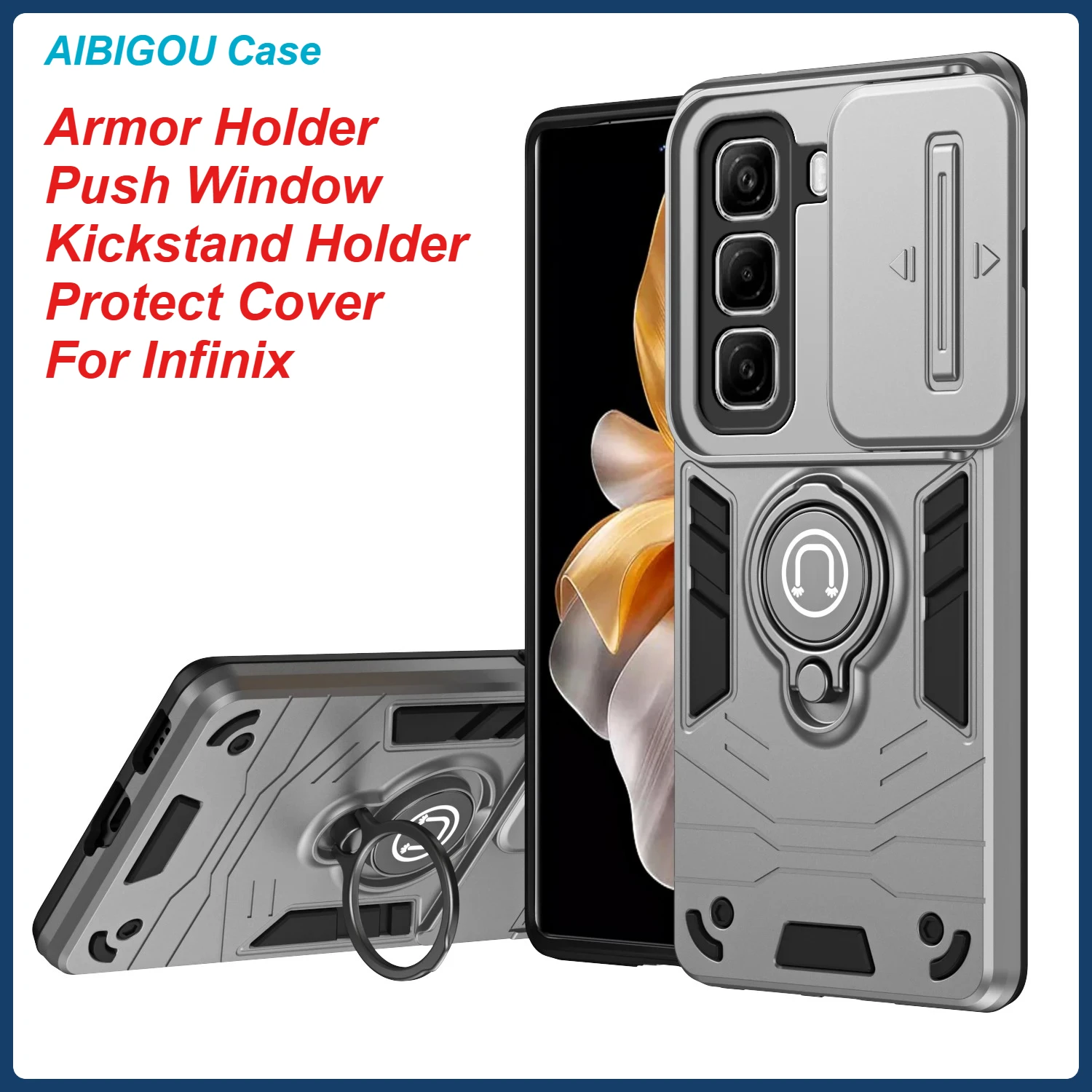 

Для Infinix Hot 50 Pro Plus 60 60i Note 50i 50S 50X чехол роскошный объектив камеры броня подставка металлическое кольцо тонкий чехол Note 50 Pro держатель