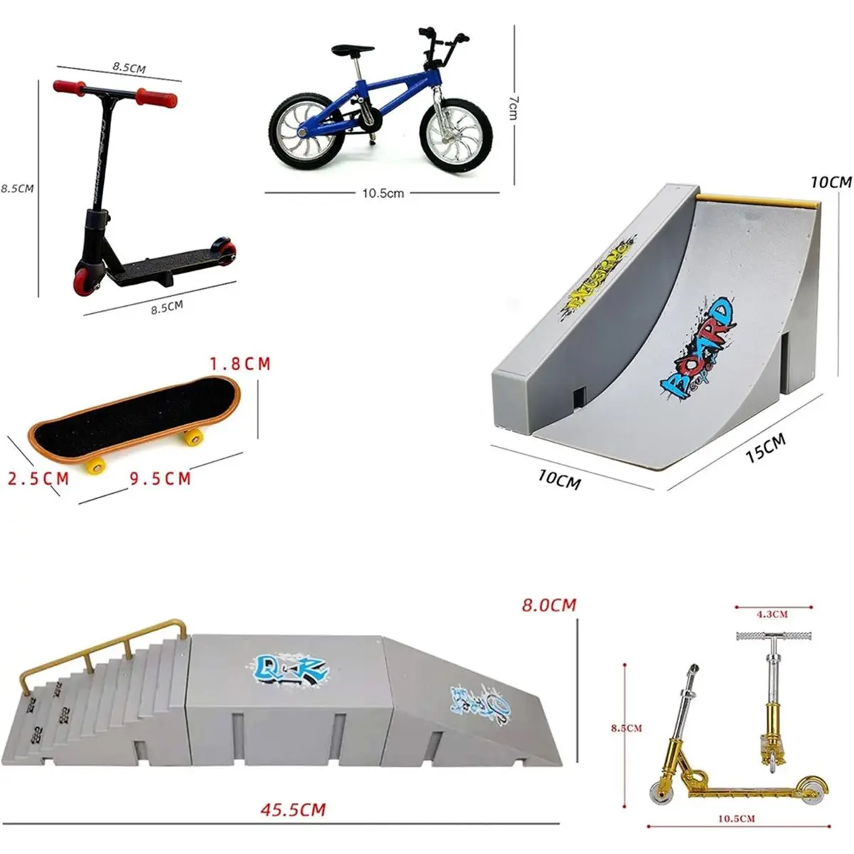 Finger Skateboards Ramp Set, Ramp Accessories Set, Fingerboard Skate Park Kit, for Kids Training Birthday Gift