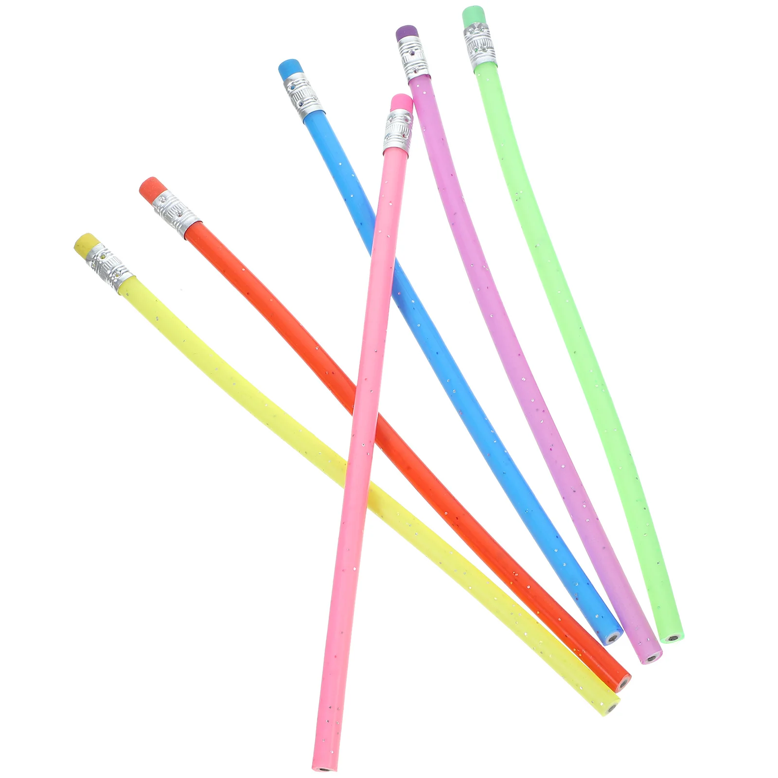 

12pcs Novelty Green PVC Bendable Flexible Pencil with Eraser (Random Color) Novelty pencil PVC pencil