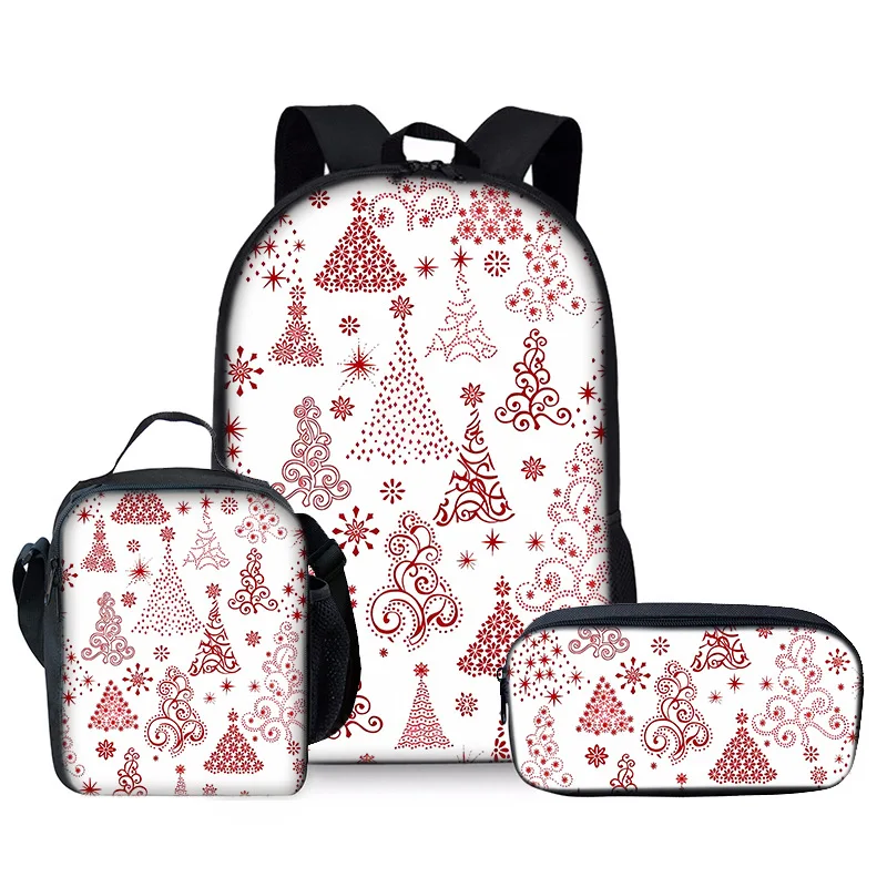 الكرتون شعبية الجدة عيد الميلاد 3D طباعة 3 قطعة/المجموعة طالب الحقائب المدرسية كمبيوتر محمول Daypack حقيبة الظهر Crossbody الغداء حقيبة مقلمة #2
