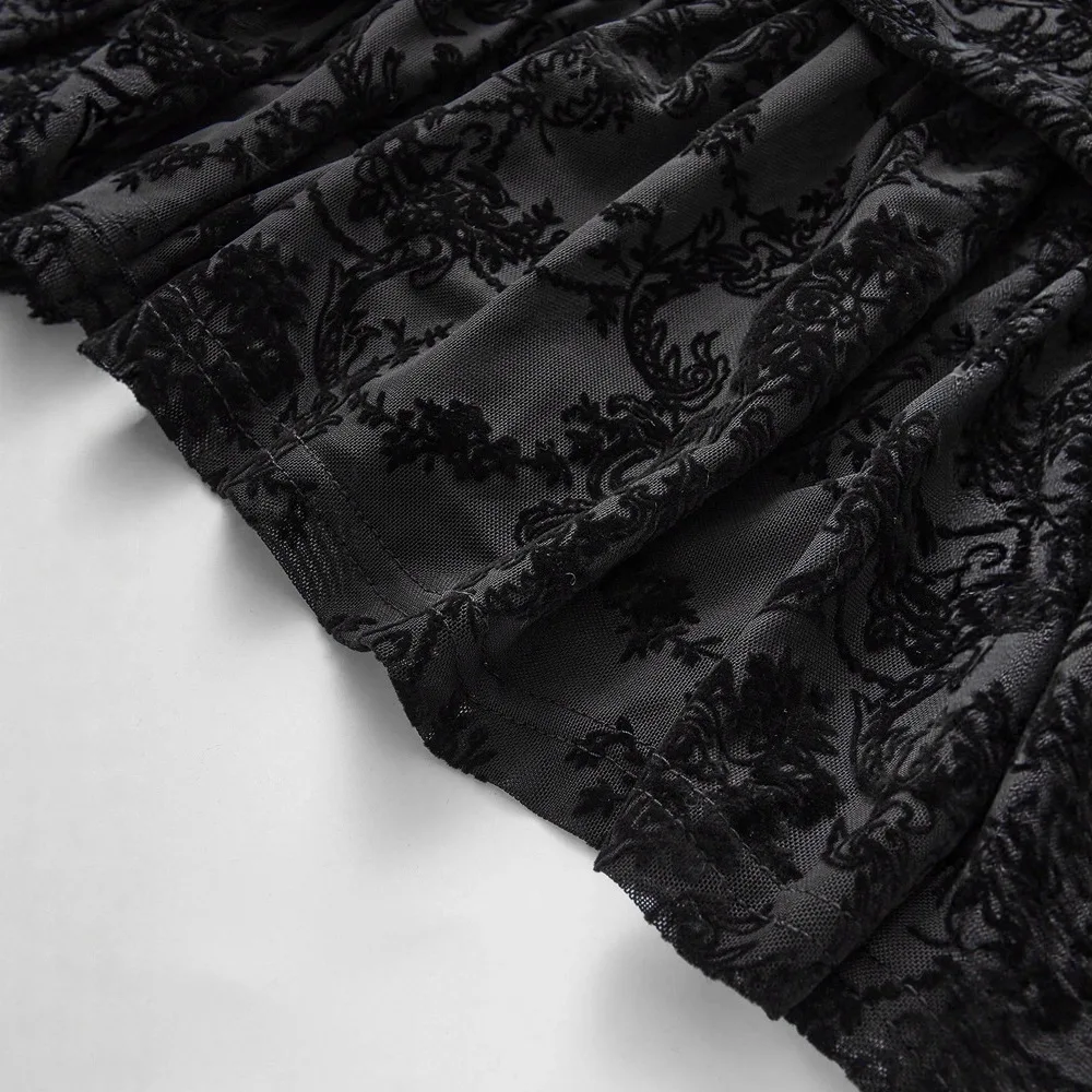 Vintage gótico veludo fora do ombro feminino sexy bodycon vestido de renda bordado mini vestido de malha mangas sino em camadas vestidos retro