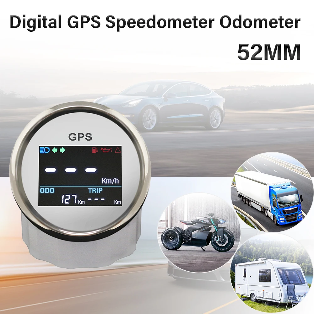 ELING GPS Digital LCD Speedometer 52mm Speed Gauge Odometer Multi-Indicators 12V 24V for Car Trucks Vessels