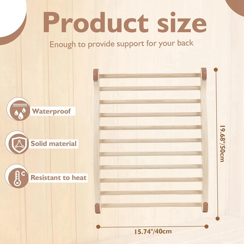 1 Piece Sauna Backrest, Wooden Sauna Backrest, As Shown Suitable For Sauna Recovery, Health And Relaxation