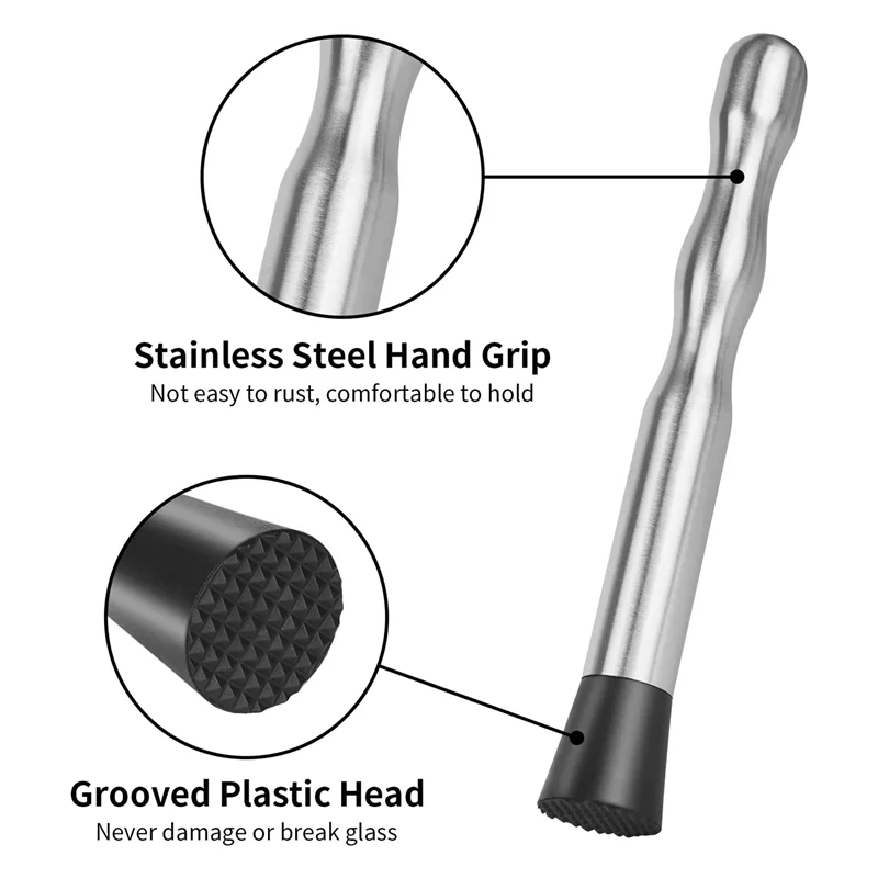 

Muddler for Cocktails Bar - 2PCS 9 inch Muddler and 10 inch Bar Spoon