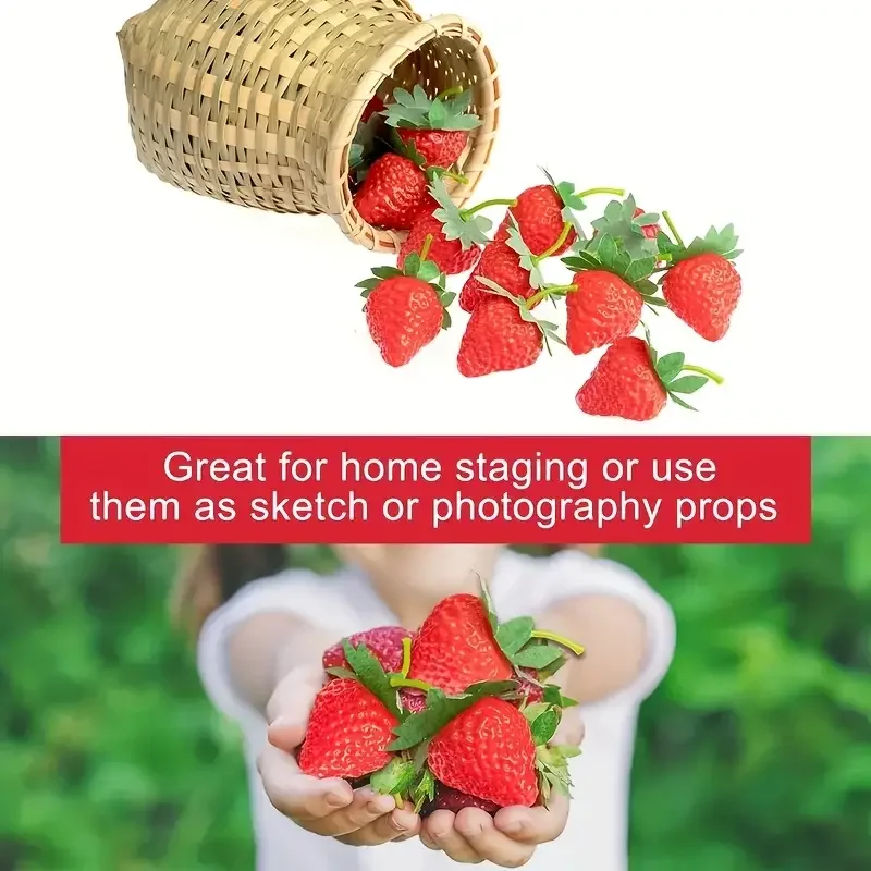 Juego de frutas falsas DIY de fresa Artificial de 20 piezas, frutas de simulación de plástico para decoración de fiesta, adornos para el hogar y la boda