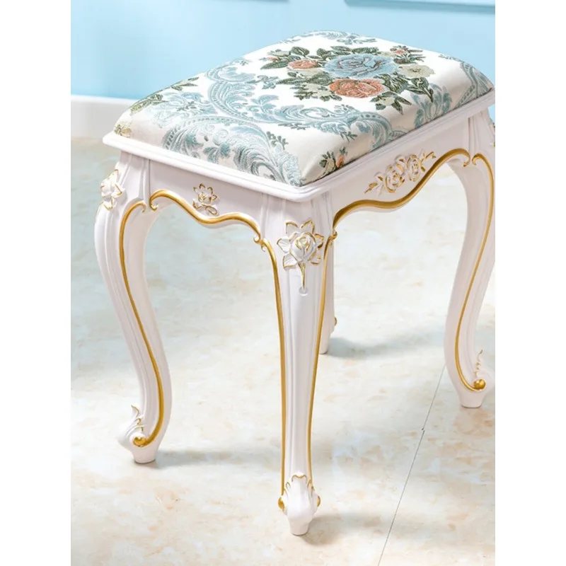 

Европейский домашний табурет-пуфик для девочек, для гардеробной, спальни, маникюра, макияжа, для переобувания, с мягкой обивкой, маленький квадратный табурет