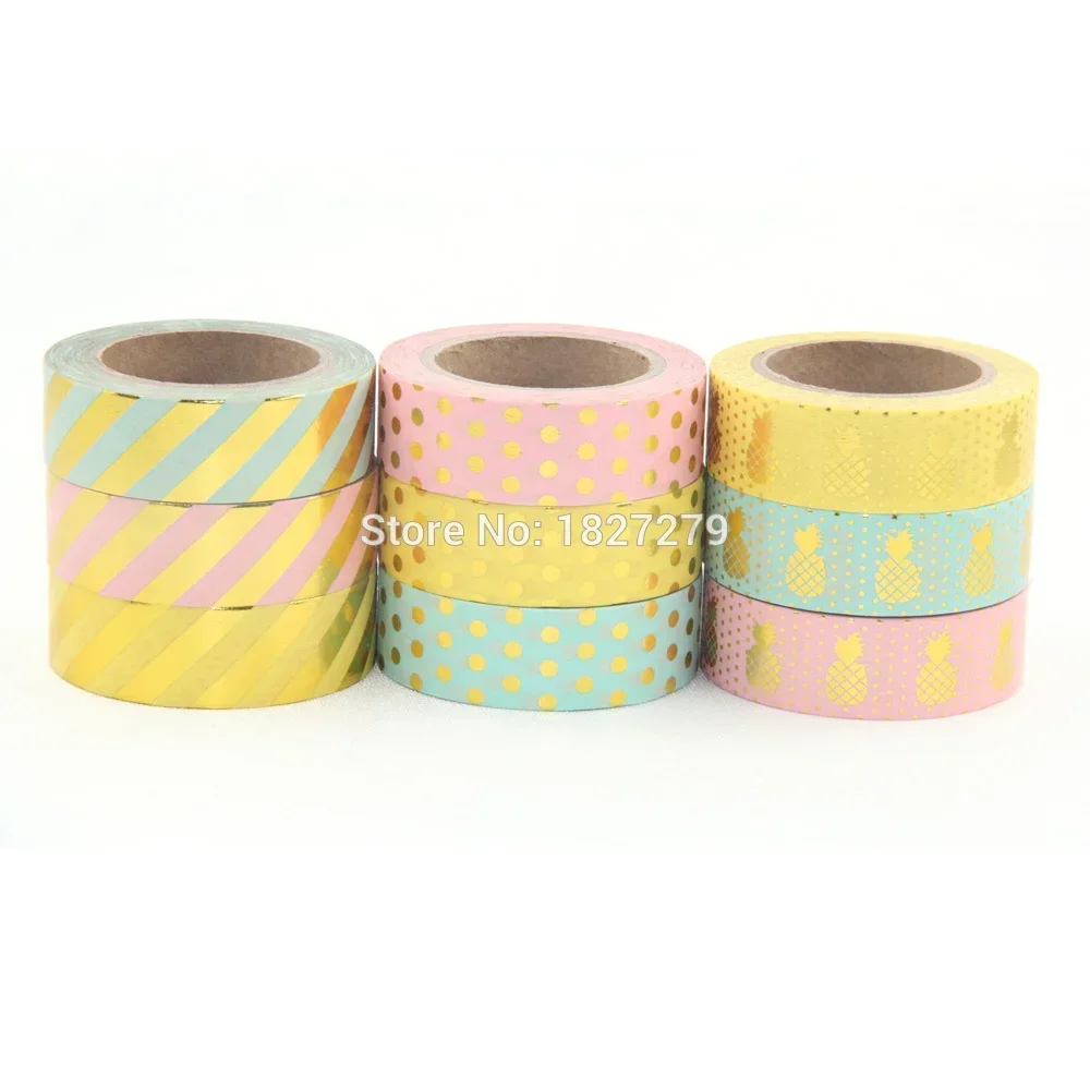 Neue 1X 15mm Gold Stanzen Ananas Obst Japanischen Washi Band Scrapbooking Werkzeuge Papelaria Dekorative Masking Band Lot 15mm * 10m