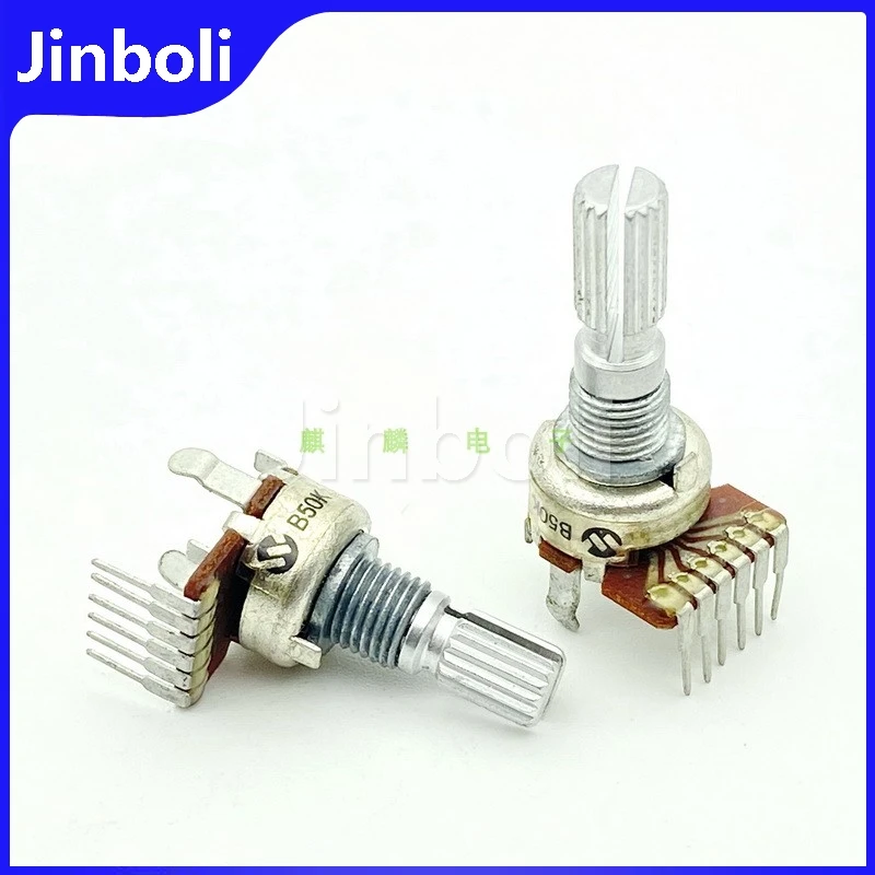 2PCS 12 Type Single Row 6Pins B50K Dual Radio Amplifier Amplifier Audio Volume Potentiometer BCL-3000 Radio