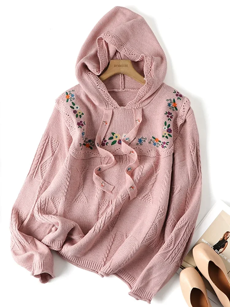 Quality Embroidery Hooded Sweater Knitted Pullovers 2024 New Mori