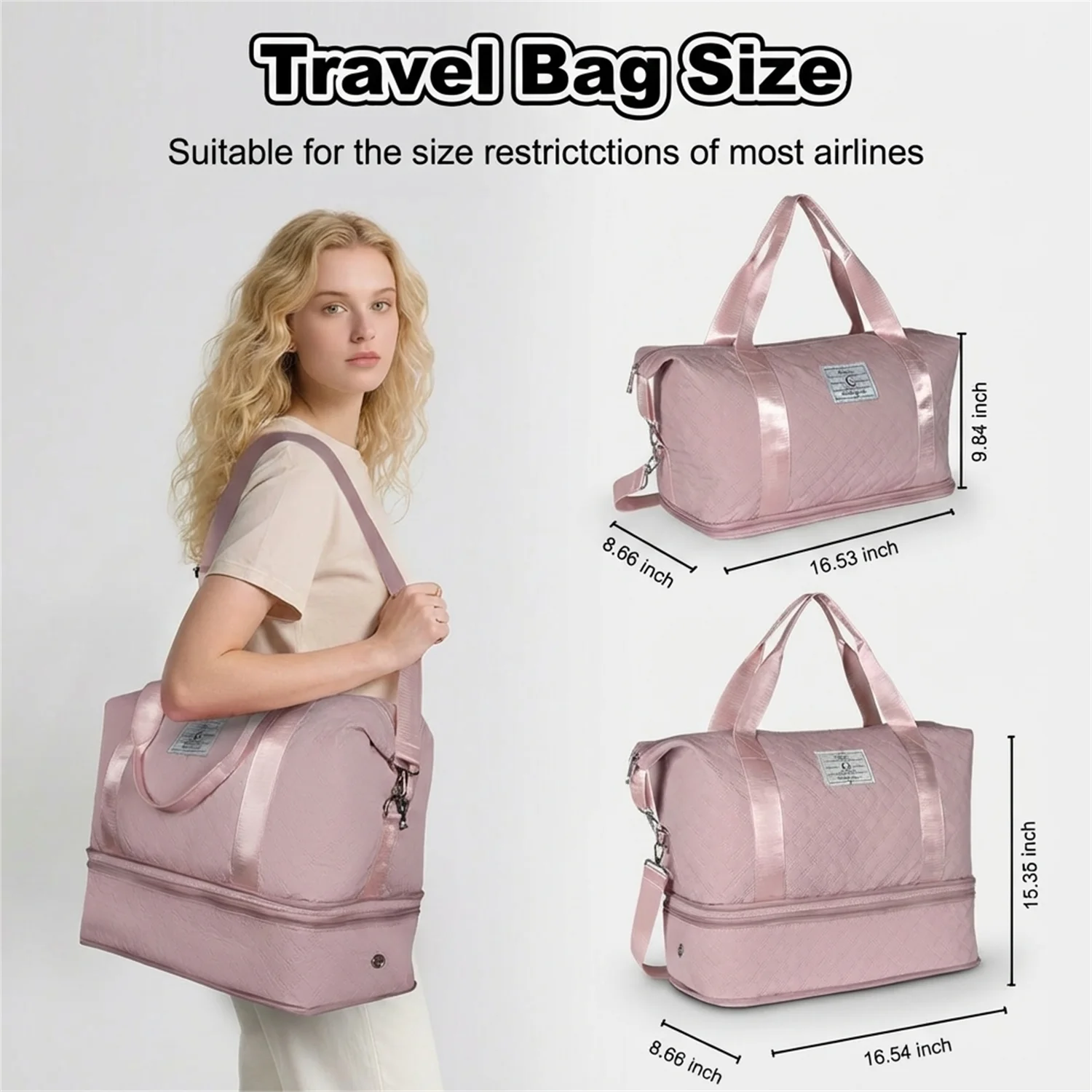 

Waterproof Foldable Gym Bag with Shoe Compartment, Expandable Travel Duffle Bag for Yoga & Sports, Portable Weekender Bag