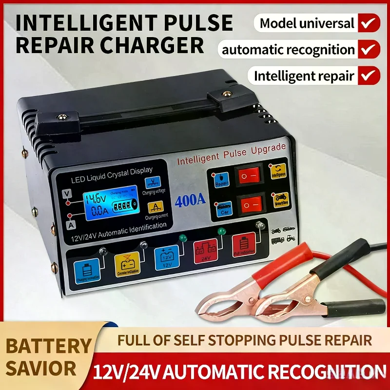 

High Power 12V 24V Car Battery Charger Fast Repair Automatic Charging Maintainer for Automotive Garage Workshop