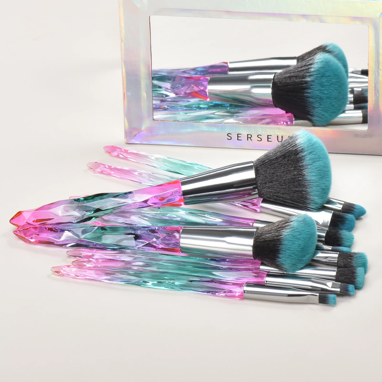 10 colorful makeup brushes Premium synthetic foundation brushes Beautiful brushes