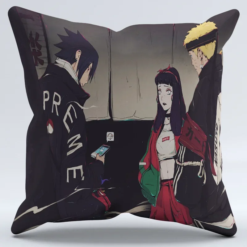 Uzumaki Naruto Plush Cushion Cover Pillowcase Decoration Cartoon Sasuke Pillowslip Cover Car Bed Room Decor Birthday Gift 2024