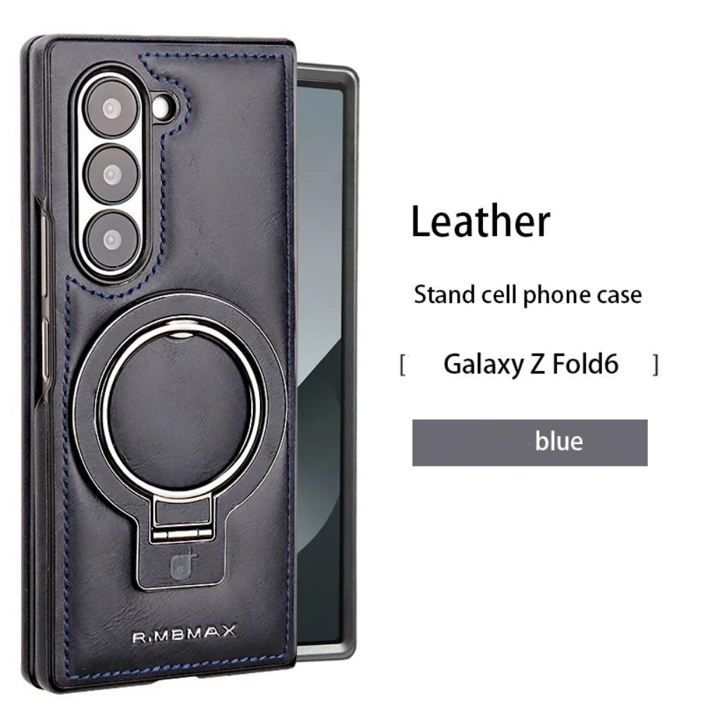 Magnetic Ring Holder Leather Case For Samsung Z Fold8 Ultra Z Fold 8 7 6 5 4 3 For Magsafe Wireless Charging Shockproof Cover