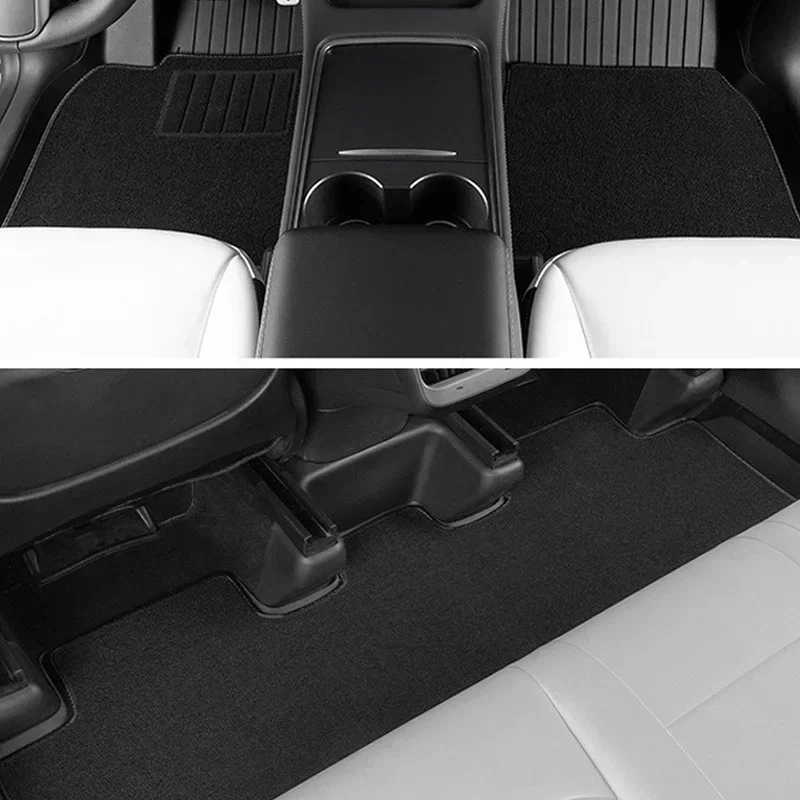 Car Floor Mats For Tesla Model 3 Y Accessories Double Layer 3D TPE Menis Carpet Velvet Waterproof Cargo Liner Rudder Floor Liner