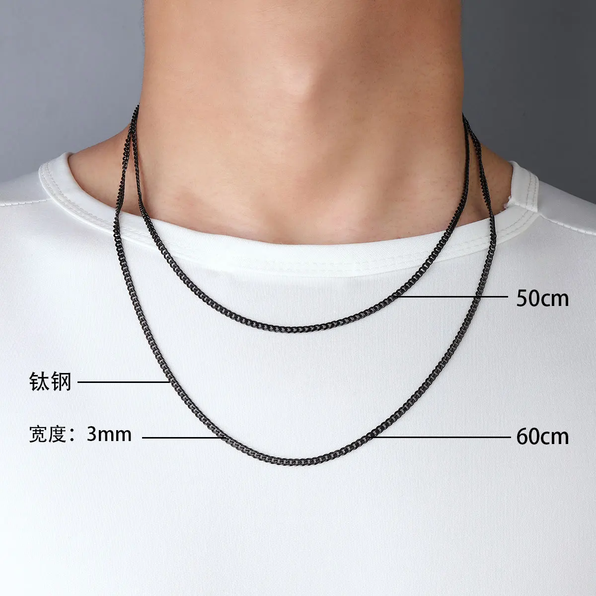 3/5/7mm Hip Hop Cuba Gunmetal Black Stainless Steel Thick Chains Six sided Cutting Polish Link Necklaces for Men Jewelry