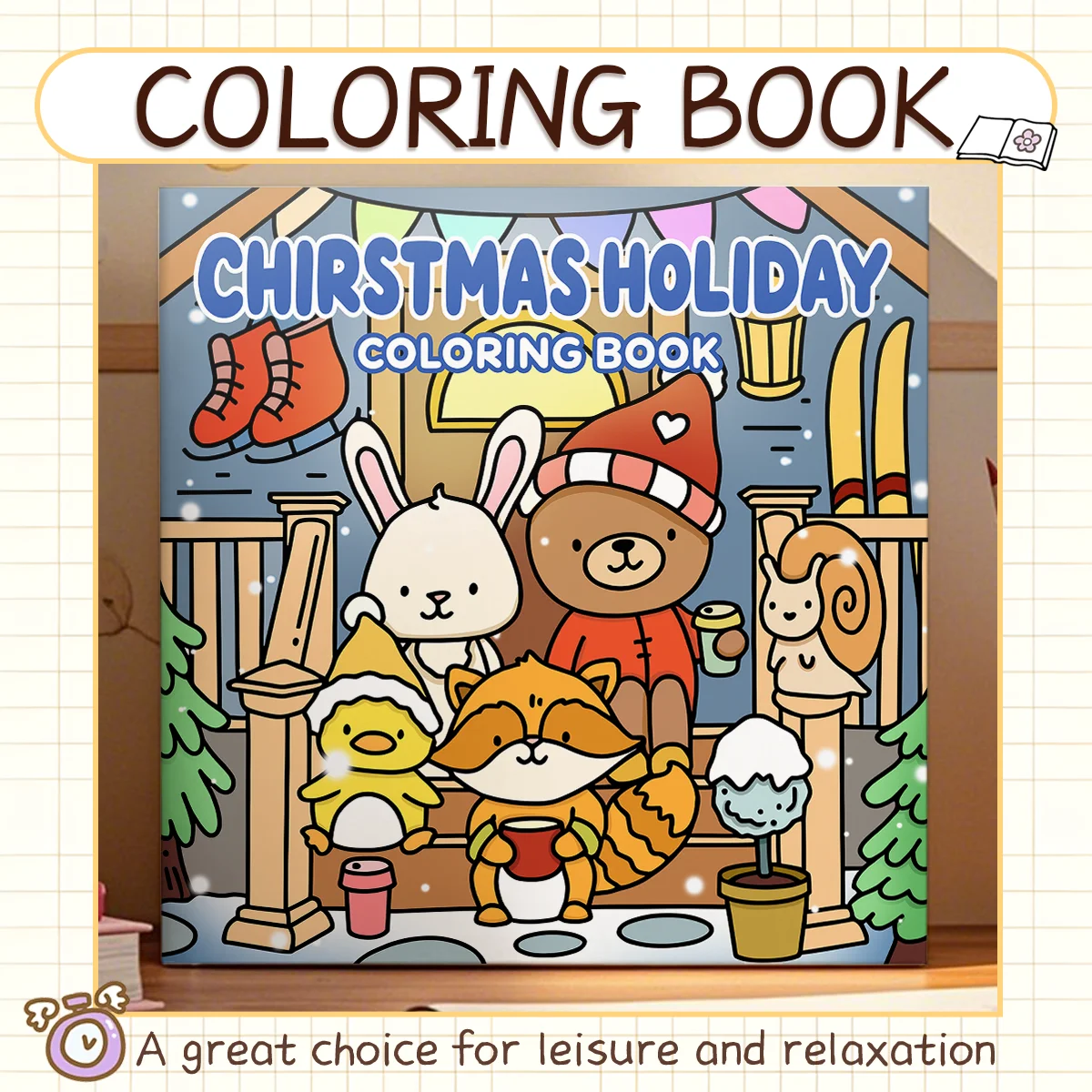 CHIRSTMAS HOLIDAY Coloring Book for Adults Featuring Cartoon Bold-easy Patterns for Relaxation DIY Painting Drawing Books