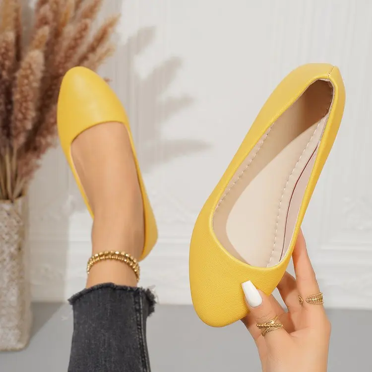 Einfarbige Ballerinas für Damen mit spitzer Zehenpartie, leicht und bequem, zum Hineinschlüpfen, für Alltag, Büro, Schule und Reisen – Detail 23