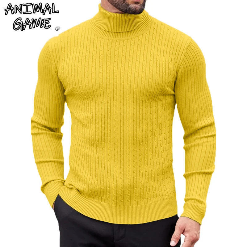 

Animal Game Outdoor High Neck Sweater Men's Cold Blouse Pullover Knitwear Warm Casual Turtleneck Sweatwear Woolen Winter Tops