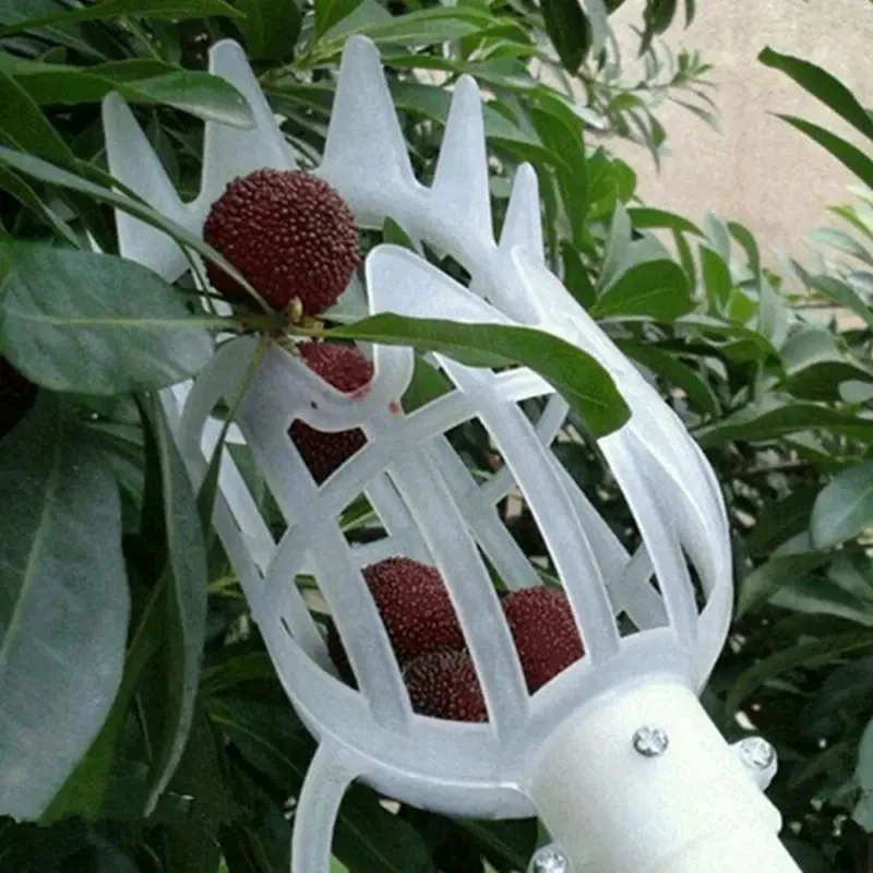 2PCS Basket Fruit Picker Head Plastic Fruit Picking Tool Catcher Agricultural Bayberry Jujube Picking Supplies White&Yellow