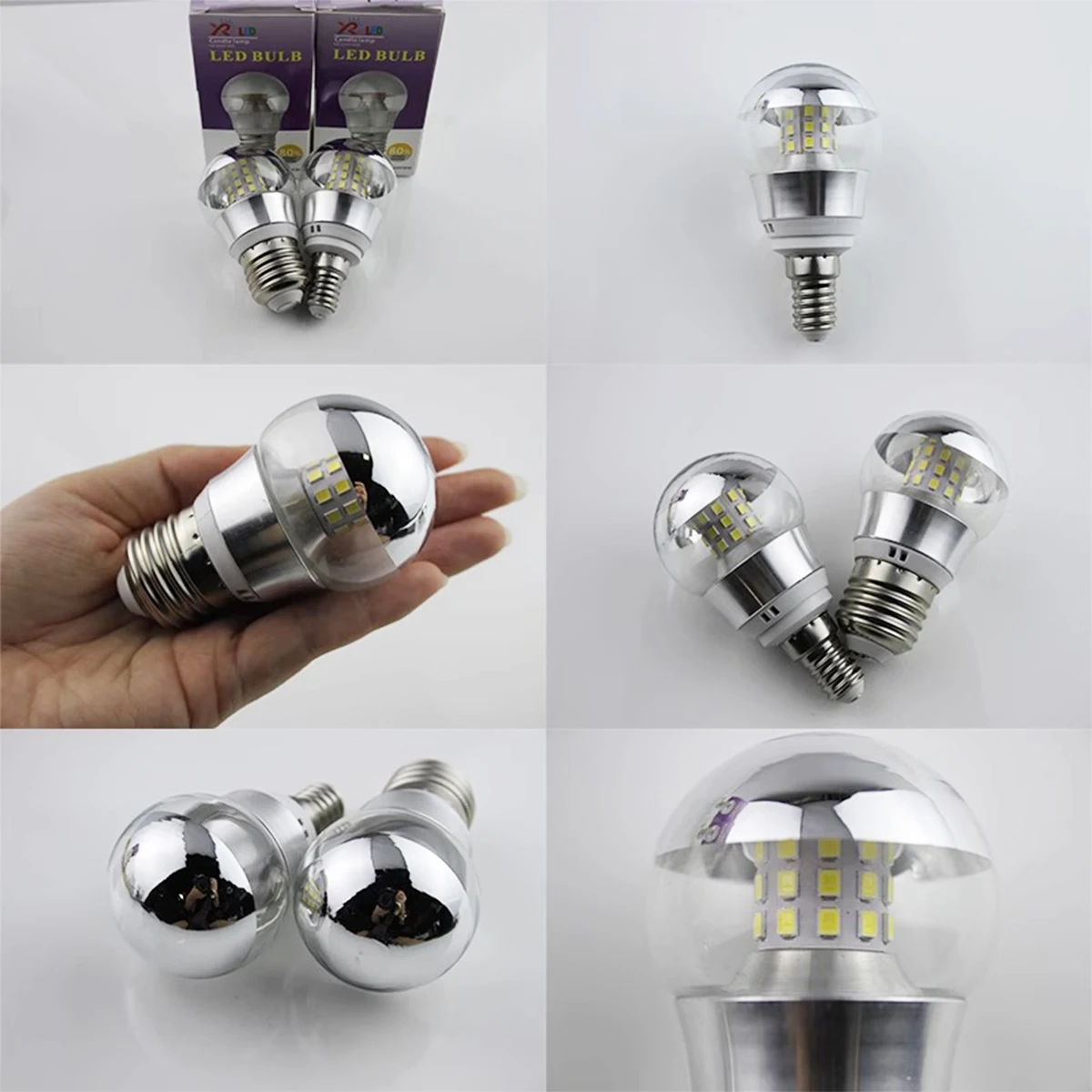 10 قطعة LED مرآة لمبة E27 E14 نصف خيوط فضية 5 واط 7 واط 9 واط لمبة ديكور فضي أبيض 3000 كيلو سوبر غرفة ديكور 230 فولت استبدال