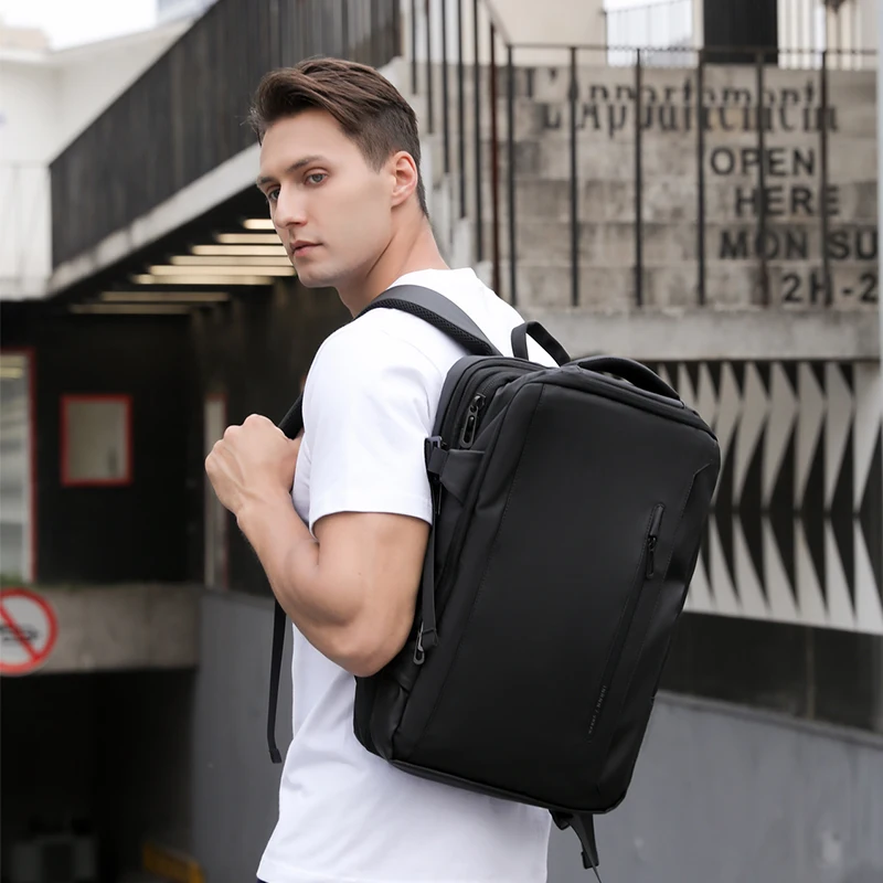 INRNN-mochila expandible para hombre, morral para ordenador portátil de 17 pulgadas, resistente al agua, con carga USB, de gran capacidad, para viaje y negocios