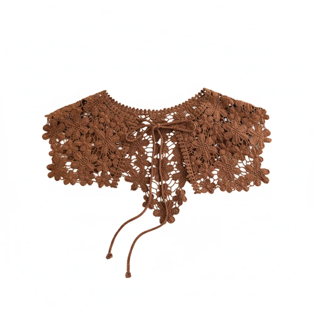 

Fashion Hollow Out Fake Collar Shawl Knitted Lace Elegant Detachable Collar Cute Crochet Lace False Collar for Women