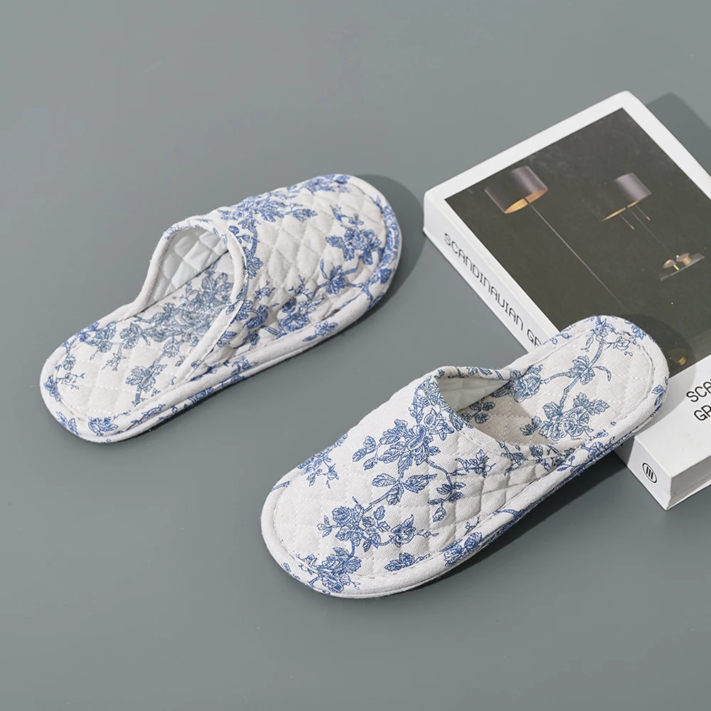 المنزل شبشب منزل لينة أسفل المضادة للانزلاق النساء النعال أزياء القطن الأزهار الطابق أحذية دافئة خفيفة الوزن غرفة نوم النعال