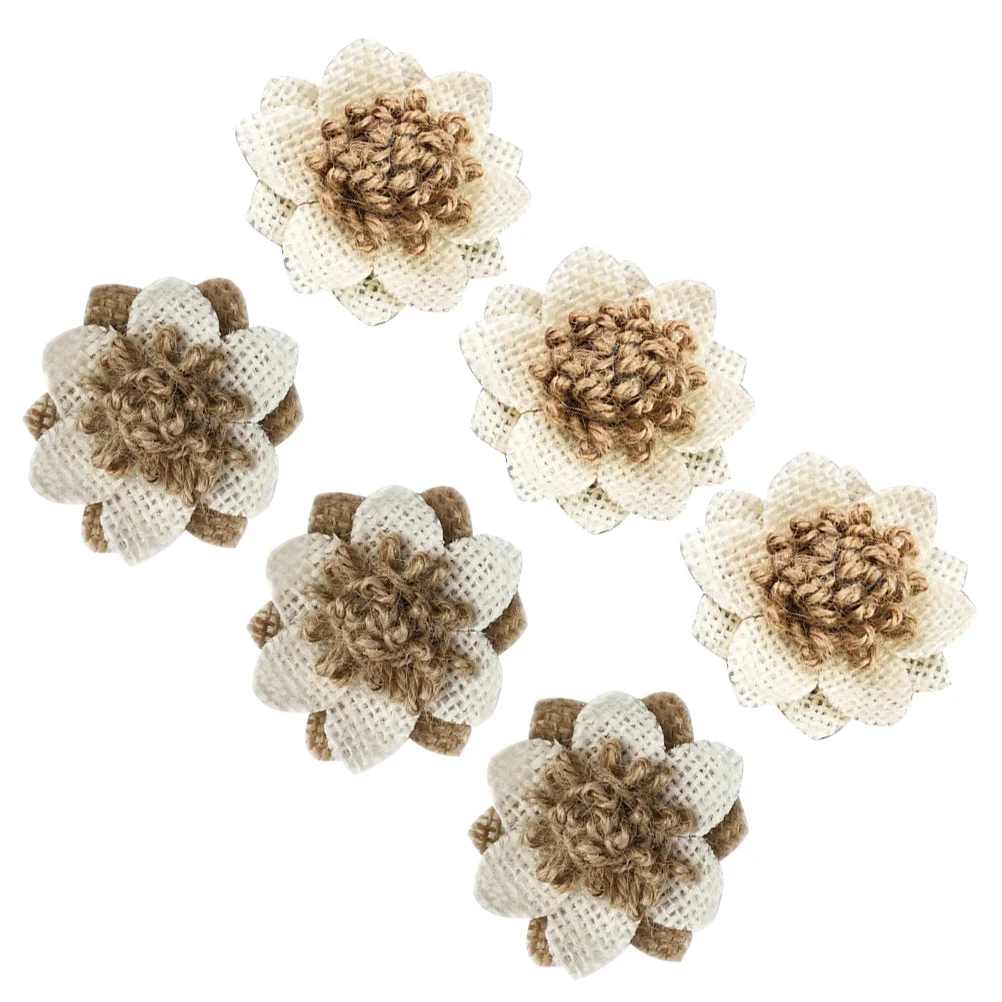 

6pcs Burlap Flowers Small Floral Accessories For Wedding Party Diy Rustic Home Christmas Decoration Craft Artificial Flower