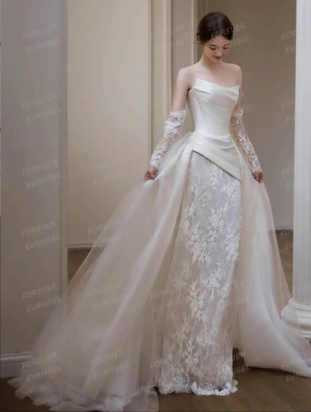 

Simple Lace&Satin Wedding Dresses Woman's Appliques Mermaid Bride Gowns Sexy Sleeveless Party 2026 Customized Vestidos De Novia