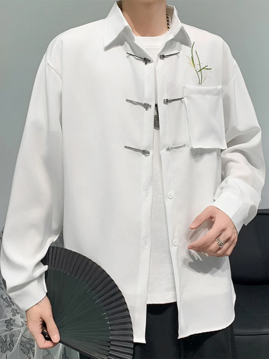 

Autumn Large Size 300 Pou New Chinese Sle Long Sve Men's irt Design Sensation National Trend Outerwear