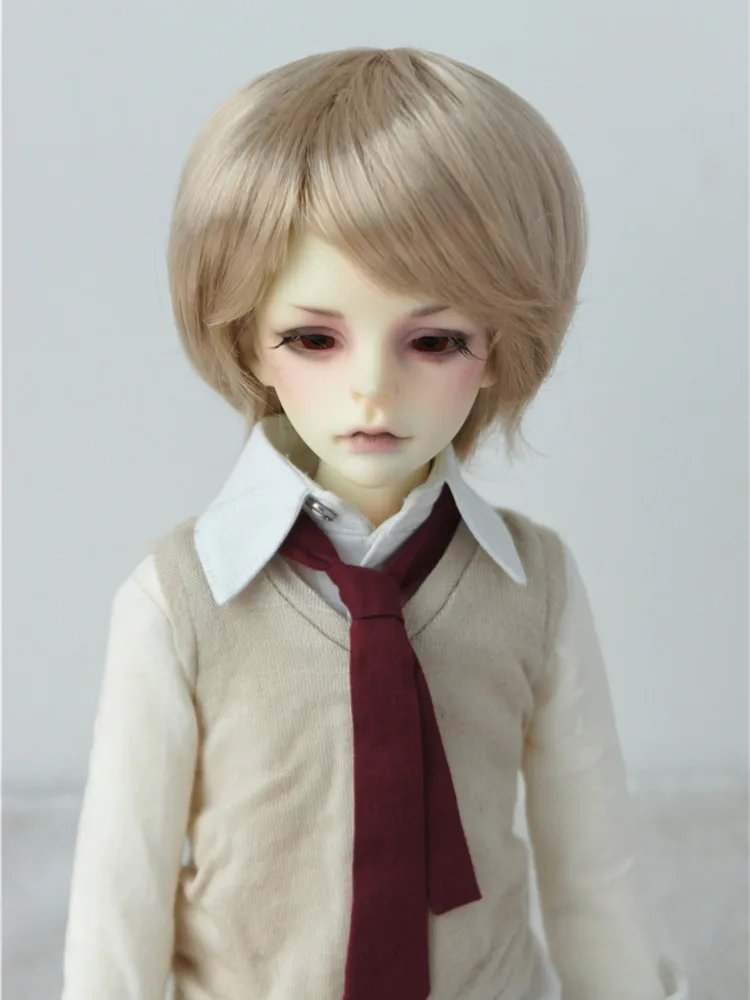 Unisex Short round Boyish Cut Synthetic Mohair BJD Doll Wig JD205 for 6-7inch 7-8inch 1/6 1/4 YOSD MSD Dolls Compatible