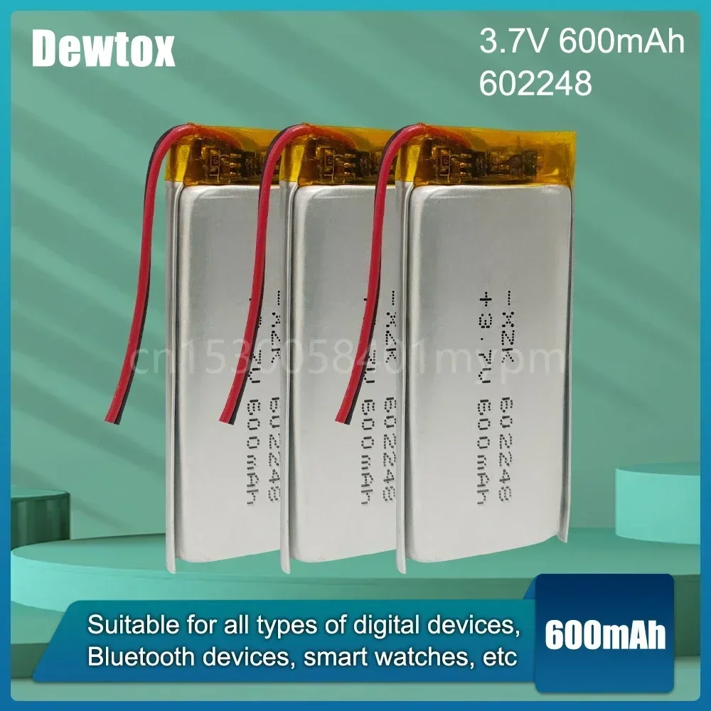 602248   3,7 В, 600 мАч, литий-полимерная аккумуляторная батарея LiPo для MP4, GPS, Bluetooth-гарнитура, динамик, регистратор вождения, светодиодные фонари