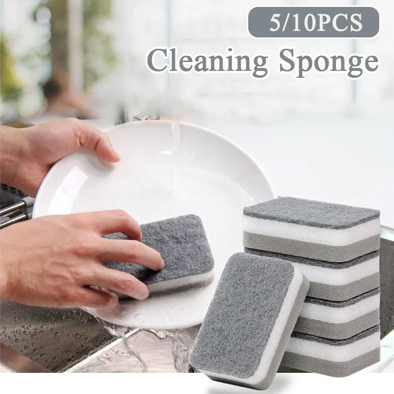 5pcs Dishwashing Sponge Kitchen Cleaning Tools Double-side Cleaning Sponge Durable Absorbent Sponge Pad Household Clean Tool