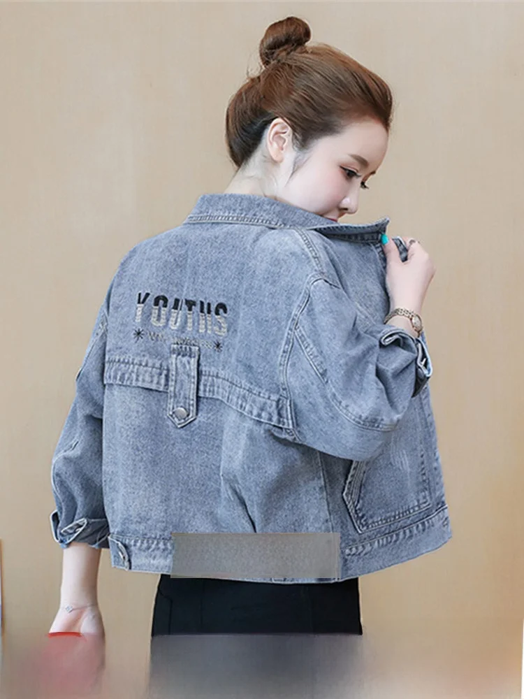 Sli ort Denim Jaet dames lente herfst faionable mooie grote gloednieuwe collectie katoenen kraag knoopdetail