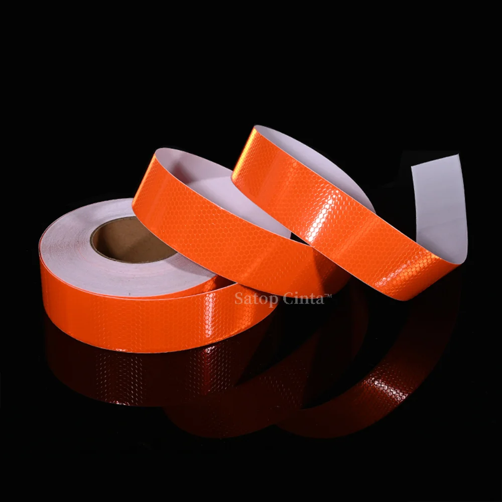 High Intensity Orange Reflective Tape 5cm*50m Waterproof Self-Adhesive Trailer Reflector Warning Caution Conspicuity Car Sticker