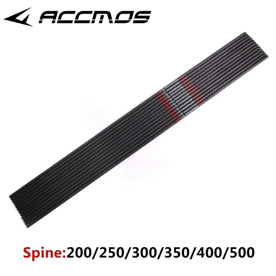 Flecha de carbono 3K para tiro con arco, 6/12 piezas, 31-33in ID, 6,2mm, 200, 250, 300, 350, 400, 500