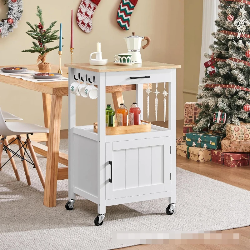 Mobile storage cabinet pine kitchen mobile dining cart trolley living room side cabinet bar