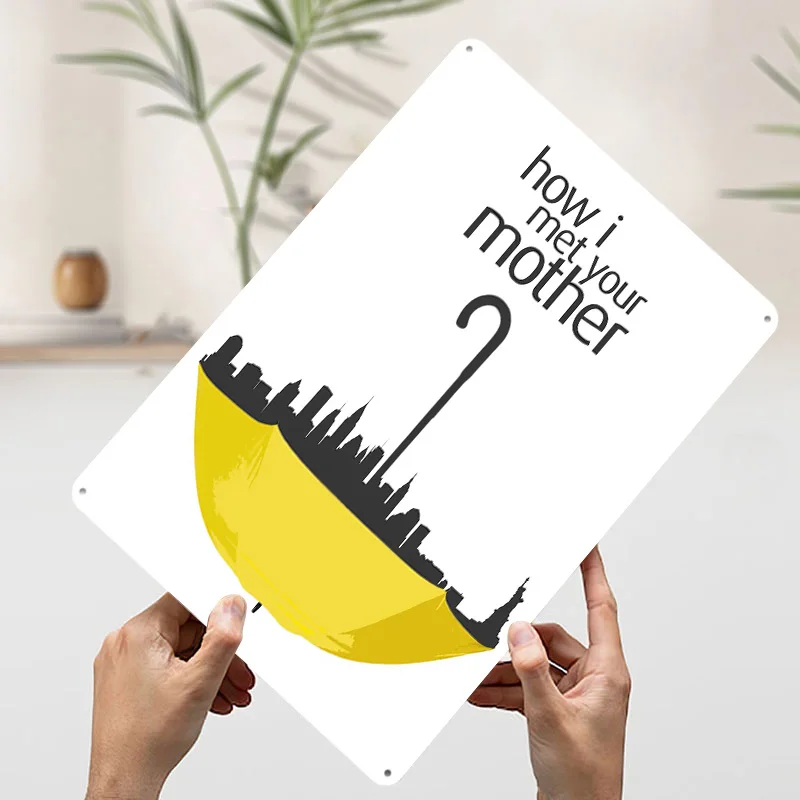 كيف قابلت والدتك ملحقات شريط الملصقات المعدنية لديكور المنزل علامات القصدير المعدنية القابلة للتخصيص لتزيين جدران الفن عصا ديكو