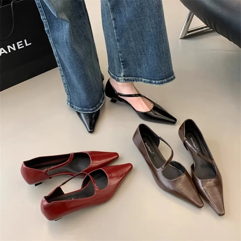 Bailamos 2024 Spring Band Women Pumps Shoes Fashion Shallow Slip On Slingback Sandals Thin Heel Dress Sexy Pumps Shoes Mujer