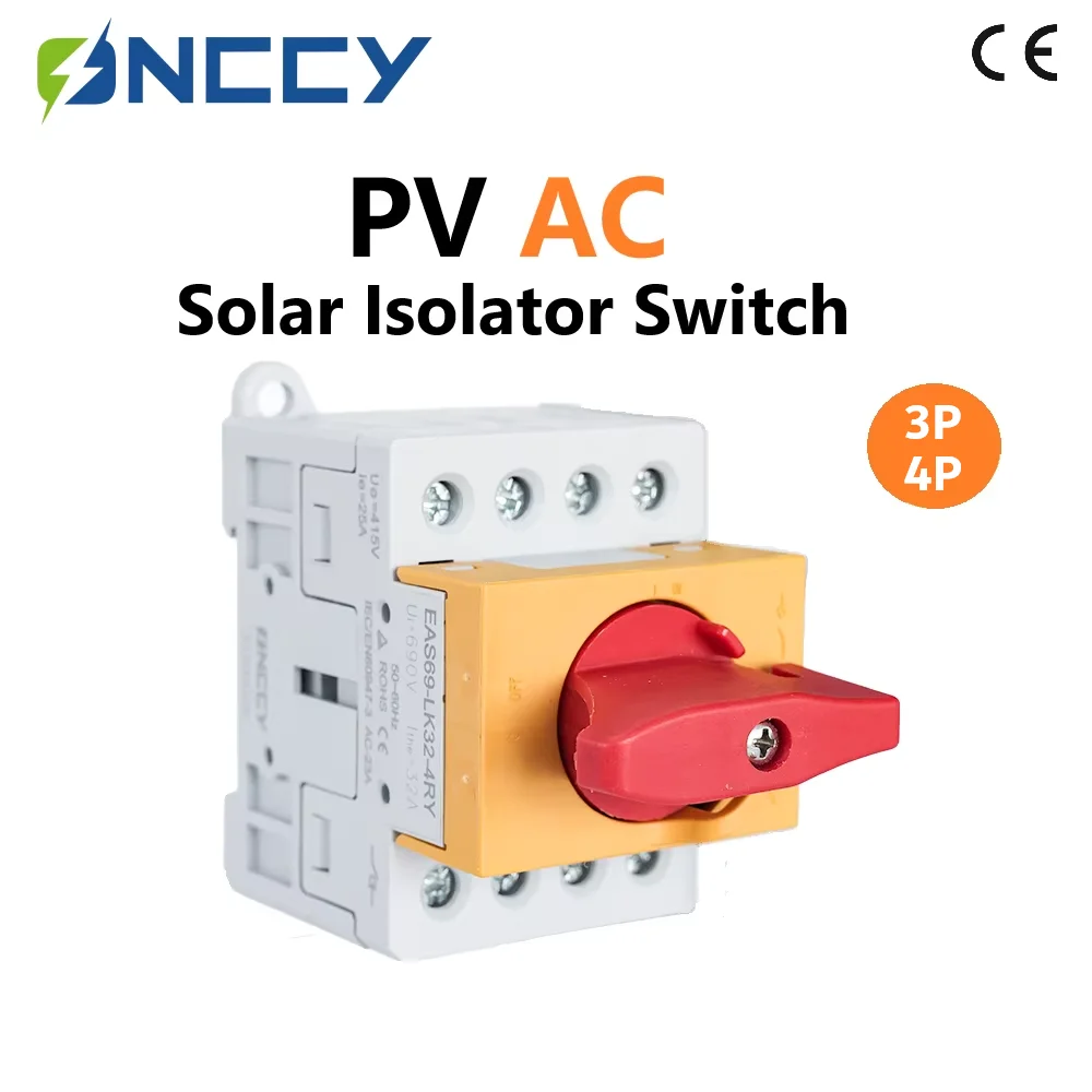 ONCCY 3P 4P AC Isolator Switch Rail DIN, AC Rotary Isolator, 20A 32A 40A Rotary Switch, Disconnector, DIN Rail Rotation Switch
