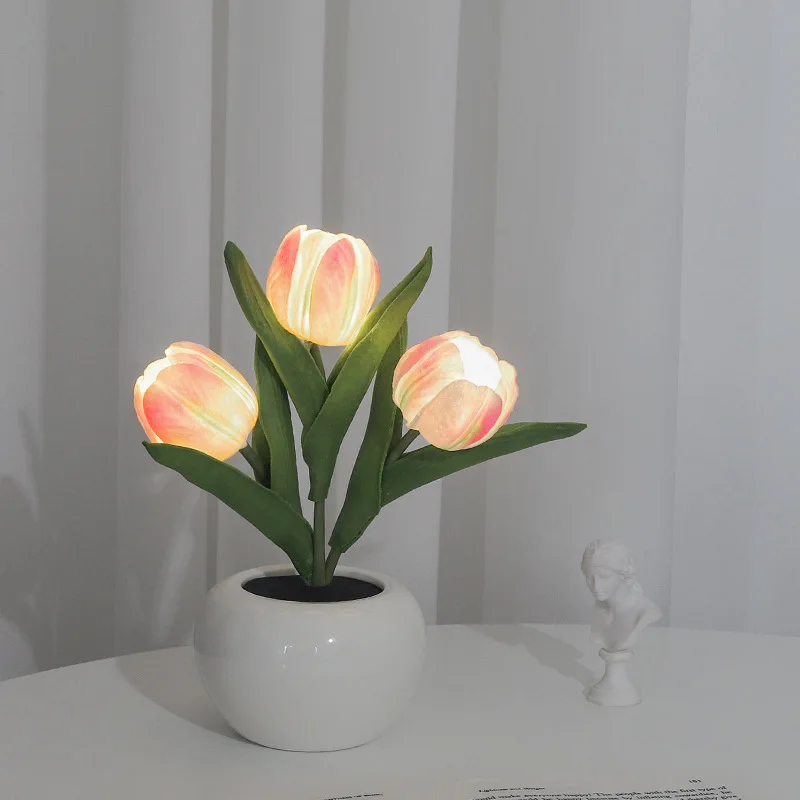 LED مصباح طاولة السرير ، باقة الزهور ، غرفة نوم ، جو رومانسي ، زهرة ، الخزامى ، ديكور المنزل ، هدية عيد ميلاد