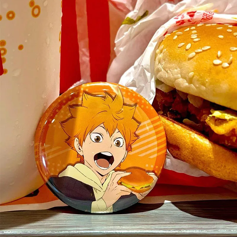 

Anime Haikyuu!! Tobio Kageyama Shoyo Hinata Fast Food Series Cosplay Brooch Decorative Cute Badge Pendant Xmas Birthday Gift