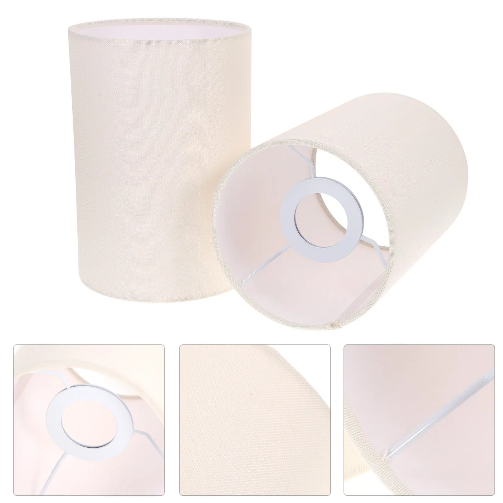 2Pcs Cylindrical Lamp Shade Linen Fabric Light Cover for Pendant Floor Wall Table Chandelier Lamp Softens Light Decorative