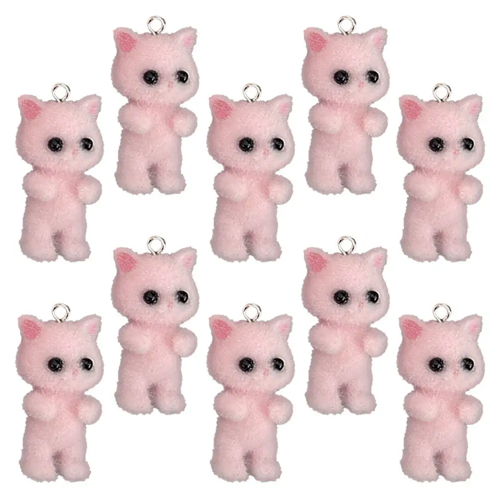 

10Pcs Mini Cat Charms Aesthetic Tranquil Design Flocking Surface for Jewelry Making Bracelet Necklace Earring Keychain Craft