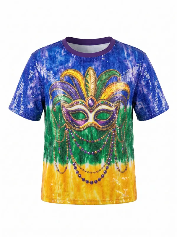 Summer New Fashion Sequined Women Short Sleeved T-shirt Simple Round Neck Female Casual Loose Tops
