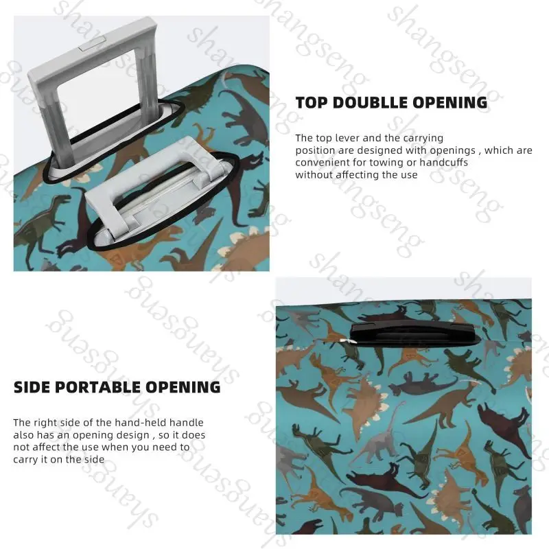 حافظة واقية لحقيبة السفر بطباعة ديناصور كرتوني، غطاء حقيبة، حماية مرنة، غطاء أمتعة قابل للغسل، 18-32 بوصة #3